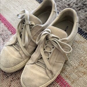 Helmut Lang Men’s Suede Lace-Up Sneakers in Beige